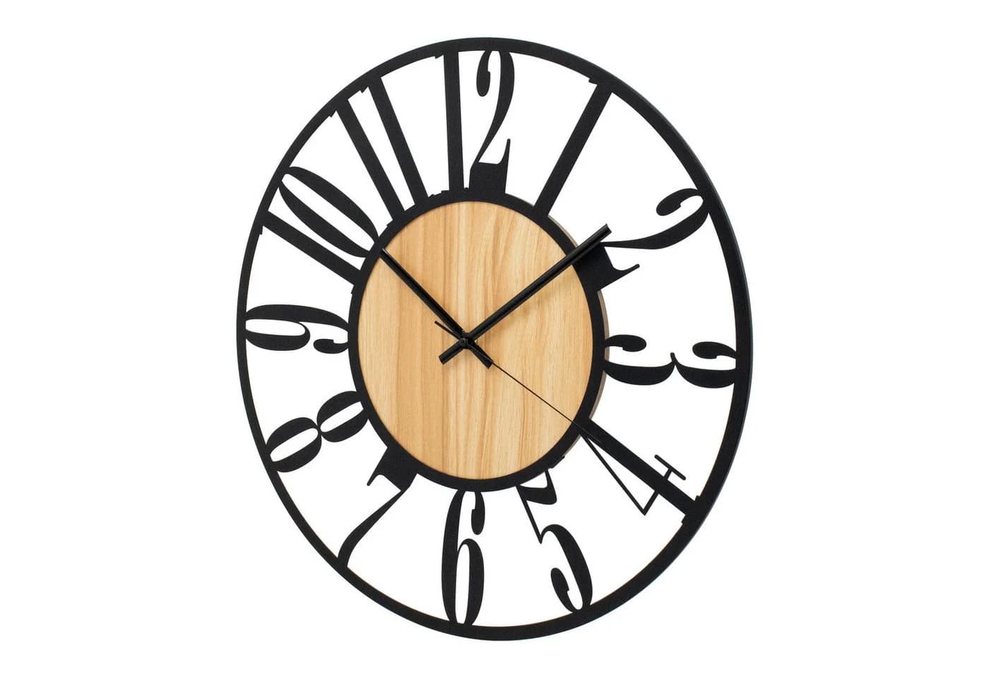 K&L Wall Art Wanduhr Industriell XL Holz-Metall Schwarz/Braun