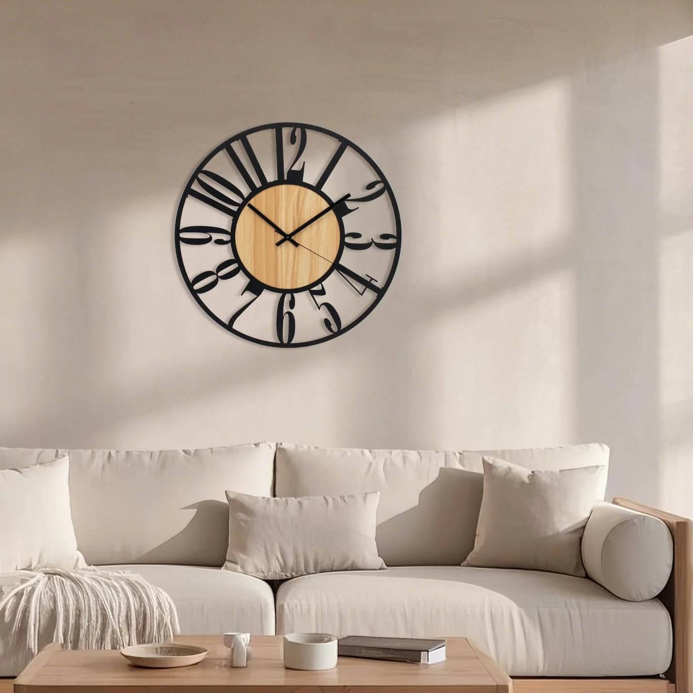 K&L Wall Art Wanduhr Industriell XL Holz-Metall Schwarz/Braun - Bild 4