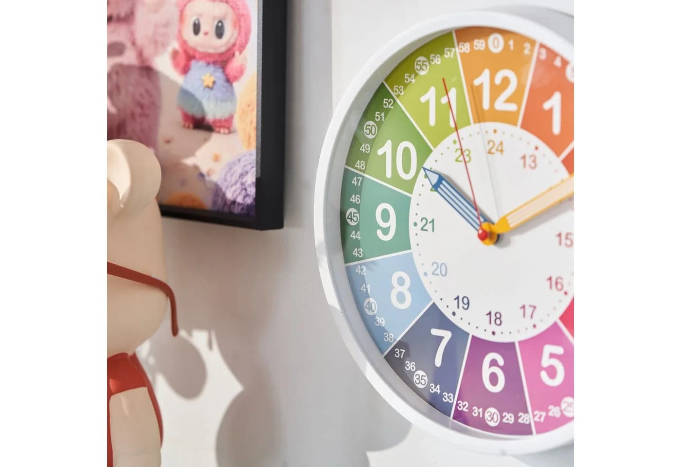 K&L Wall Art Wanduhr Kinderuhr Regenbogen Lernzifferblatt - Bild 4