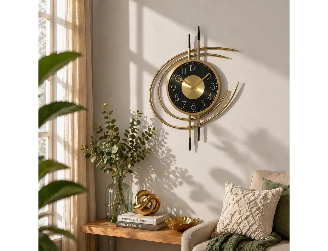 K&L Wall Art Wanduhr Designer Metalluhr Modern Gold Optik Aluminium Wanduhr - Bild 2