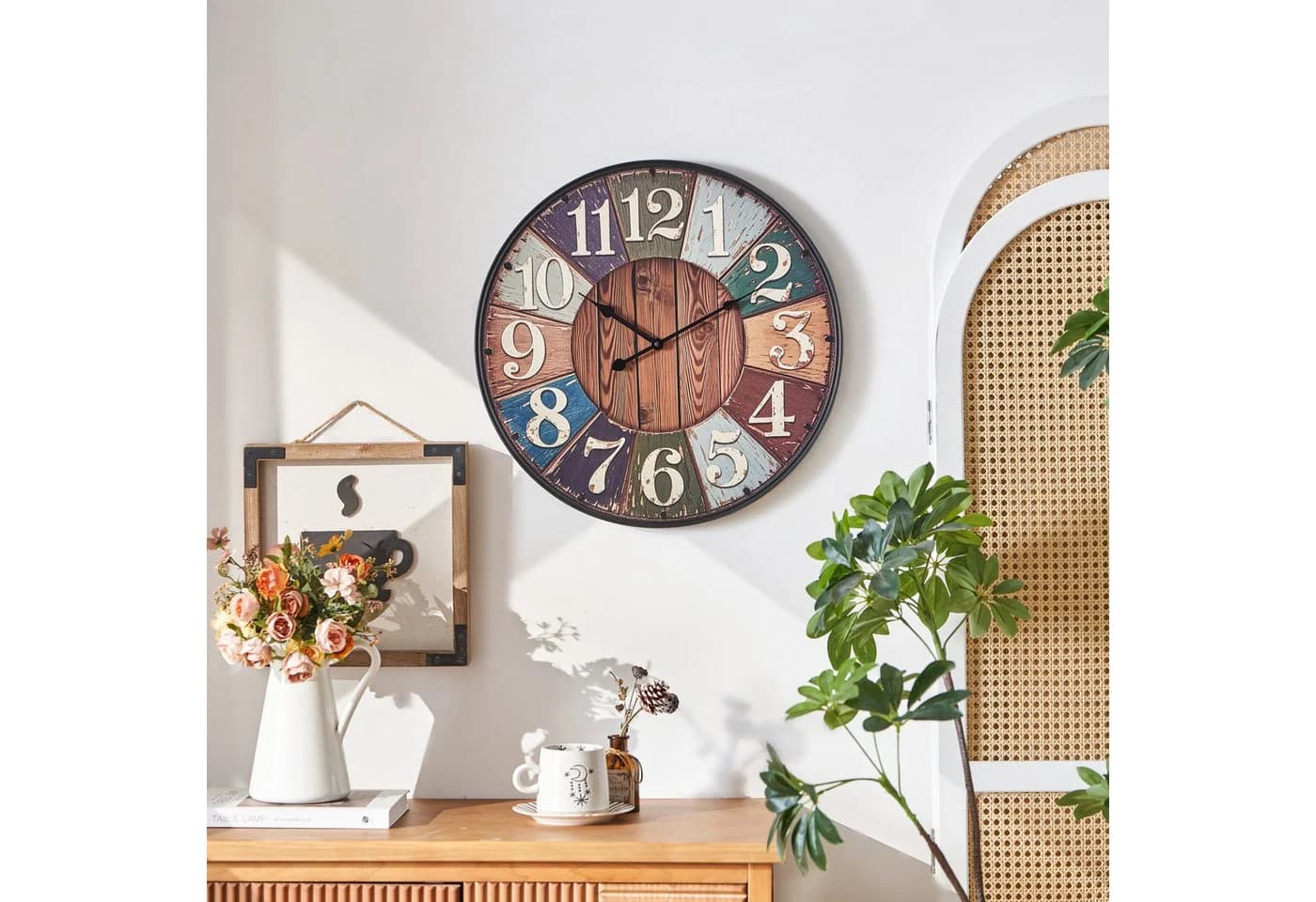 K&L Wall Art Vintage Holzuhr Landhausstil 40 cm