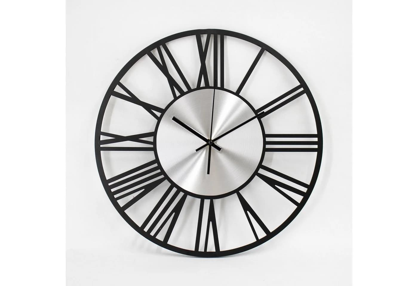K&L Wall Art Wanduhr Industriell Silber Metall Leise Quarzuhr - Bild 2