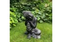 K&L Wall Art Buddhafigur Zen Deko Kunststein Schwarz Grau Silber Bild 3