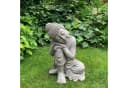 K&L Wall Art Buddhafigur Feng Shui Zen Deko Grau Silber Kunststein Bild 1