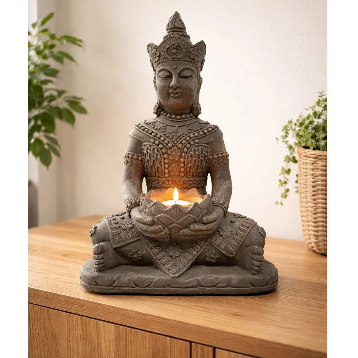 K&L Wall Art Buddhafigur Steinoptik Meditierende Statue Feng Shui Deko - Bild 5
