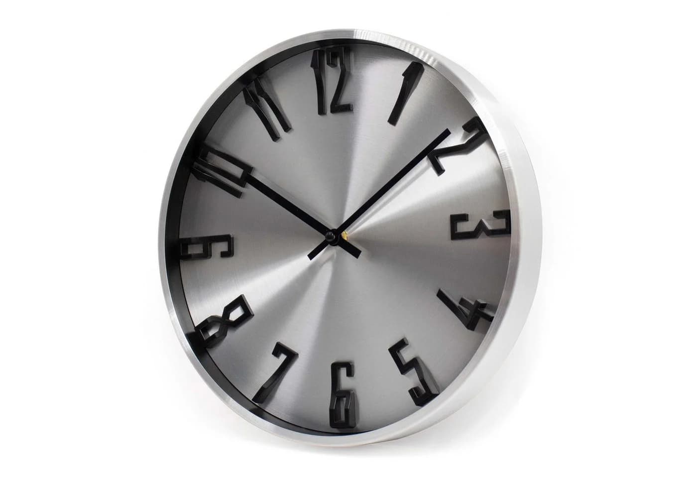 K&L WALL ART Aluminium Wanduhr Modern Silber Schwarz ohne Ticken