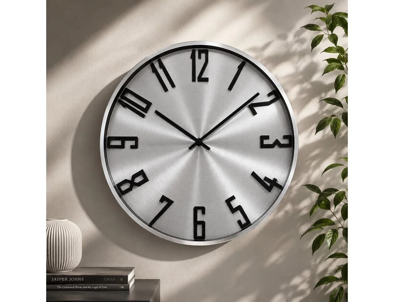 K&L WALL ART Aluminium Wanduhr Modern Silber Schwarz ohne Ticken - Bild 2