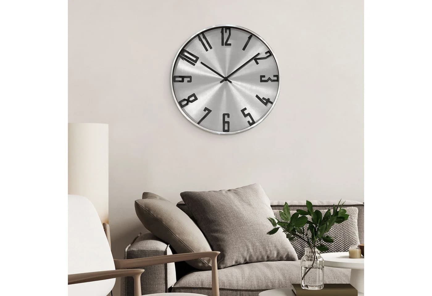 K&L WALL ART Aluminium Wanduhr Modern Silber Schwarz ohne Ticken - Bild 4