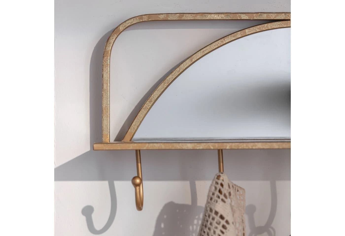K&L Wall Art Wandspiegel Metall Wandregal Antik Goldoptik Garderobe mit 5 Haken - Bild 3