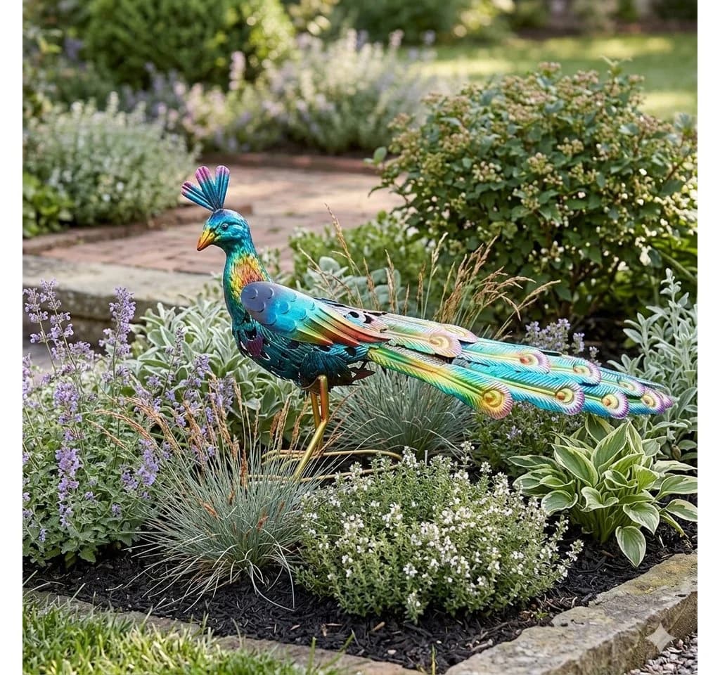 Holzwurm GmbH Dekofigur Majestätischer Pfau mit LED Beleuchtung