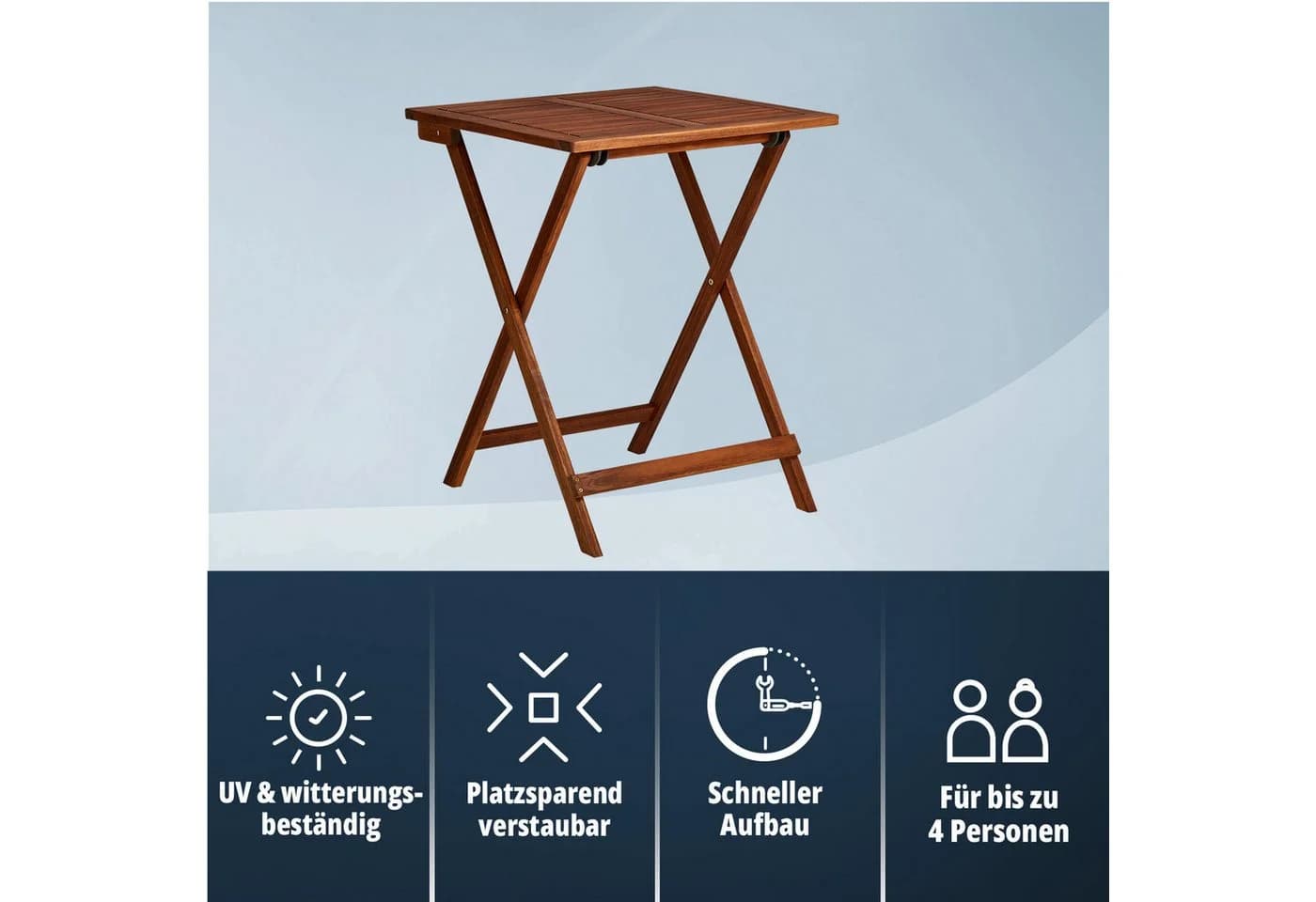 KHG Klapptisch Gartentisch Akazienholz Braun
