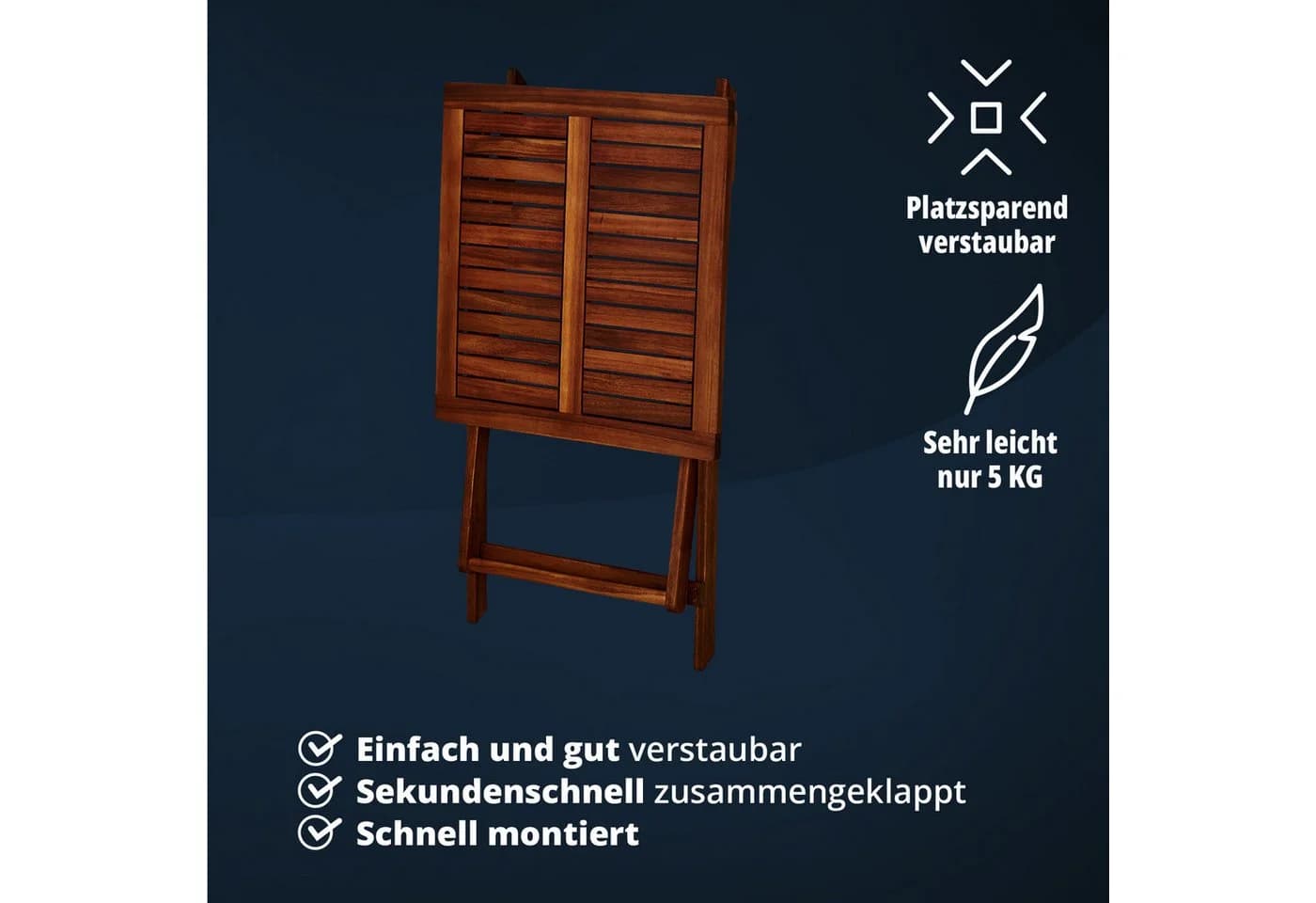 KHG Klapptisch Gartentisch Akazienholz Braun - Bild 4