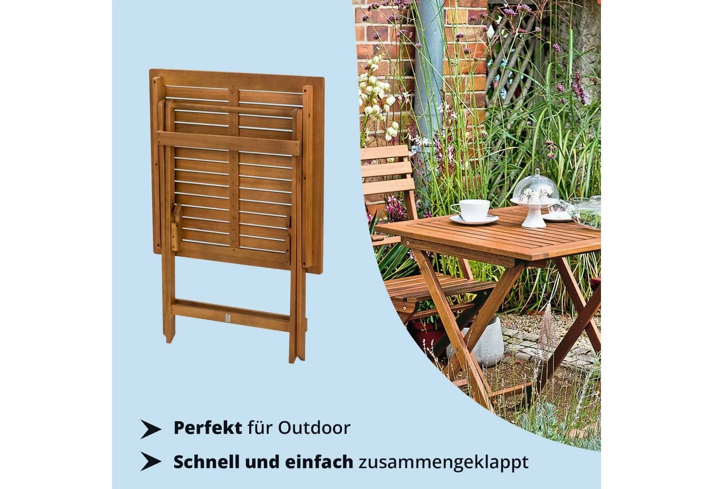 KHG Klapptisch Gartentisch Eukalyptus Braun - Bild 3