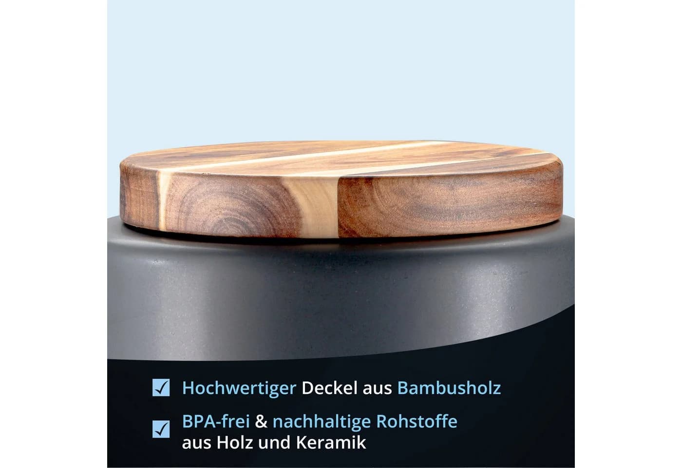 KHG Vorratsdose für Kartoffeln Steinzeug Akazienholzdeckel Anthrazit - Bild 5