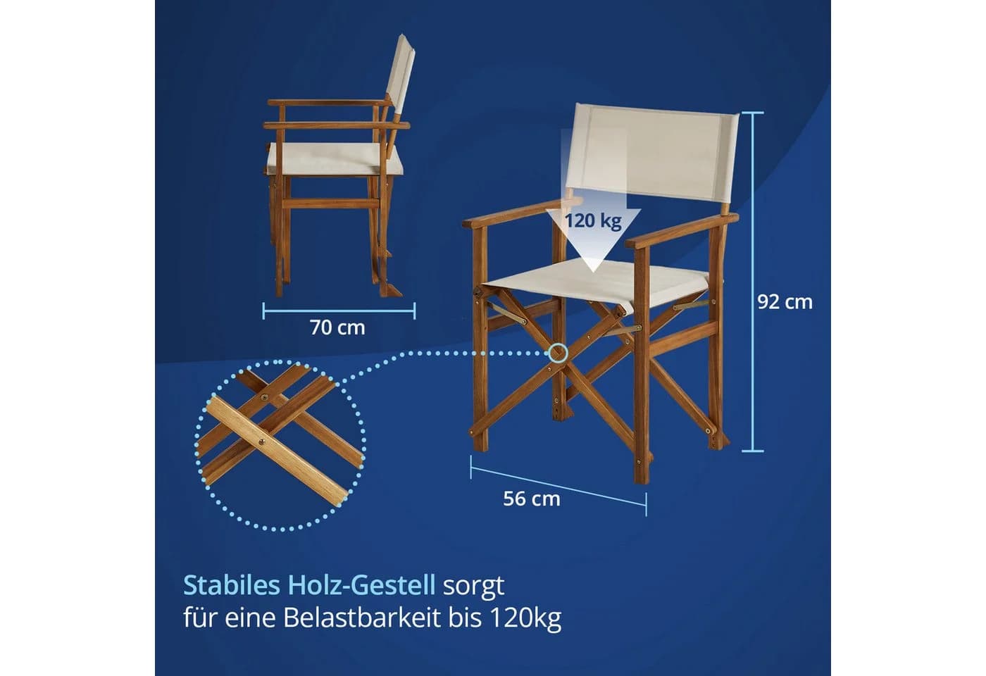 KHG Regiestuhl Akazienholz Creme - Bild 5