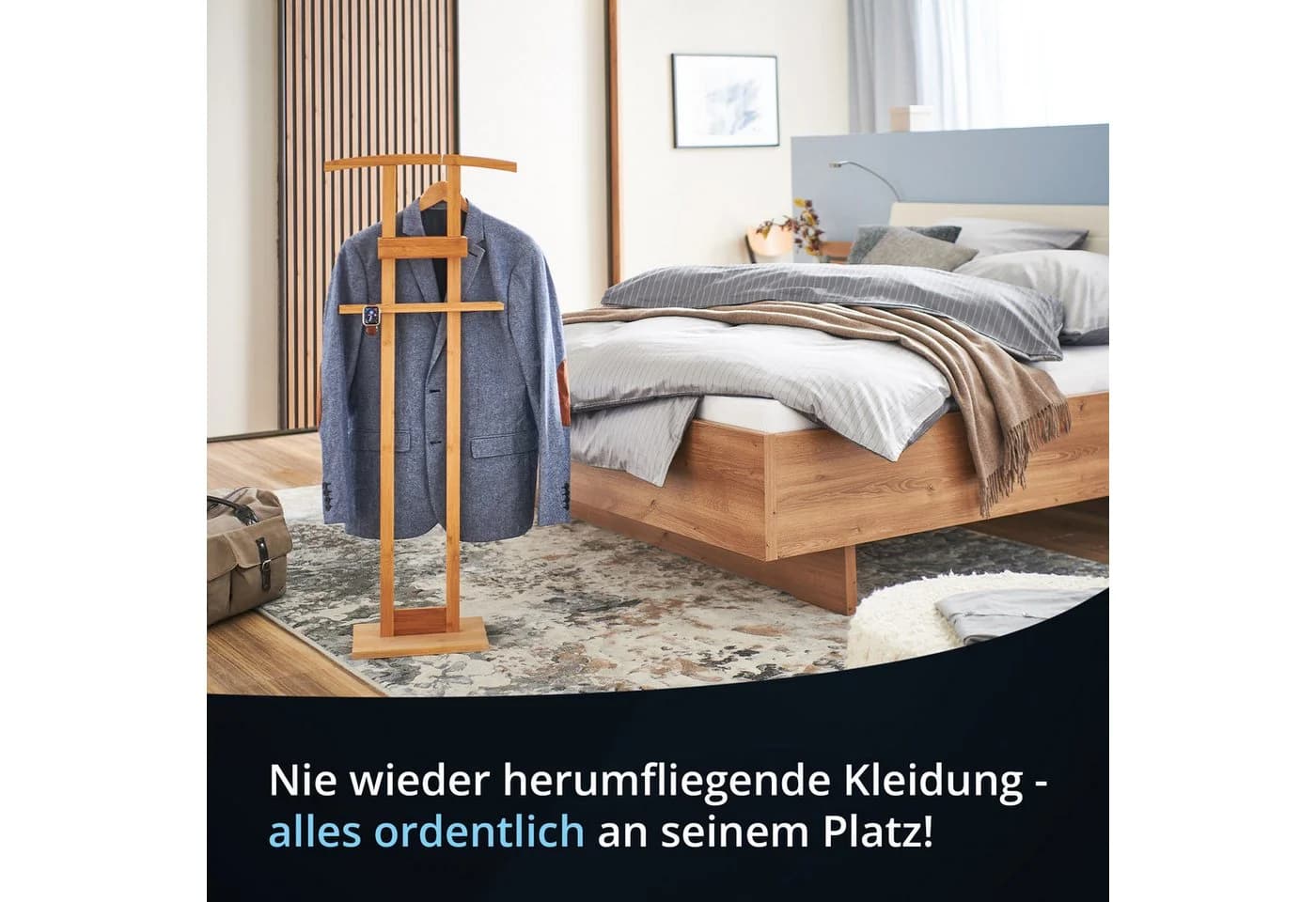 KHG Herrendiener Bambus Echtholz Stummer Diener mit Hosenhalter - Bild 5