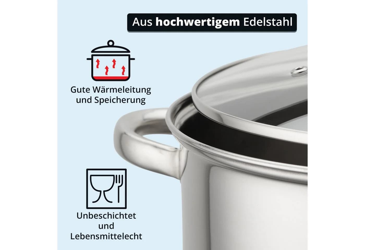 KHG Suppentopf XXL 10L Edelstahl mit Glasdeckel - Bild 4
