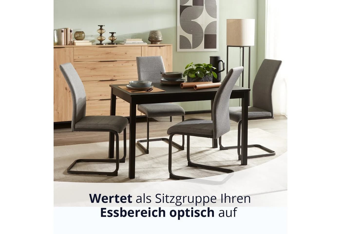 KHG Freischwinger Esszimmerstuhl Grau Industrial Look