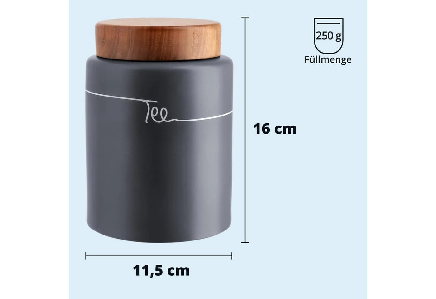 KHG Vorratsdose Tee aus Steingut mit Akazienholz-Deckel Anthrazit - Bild 4