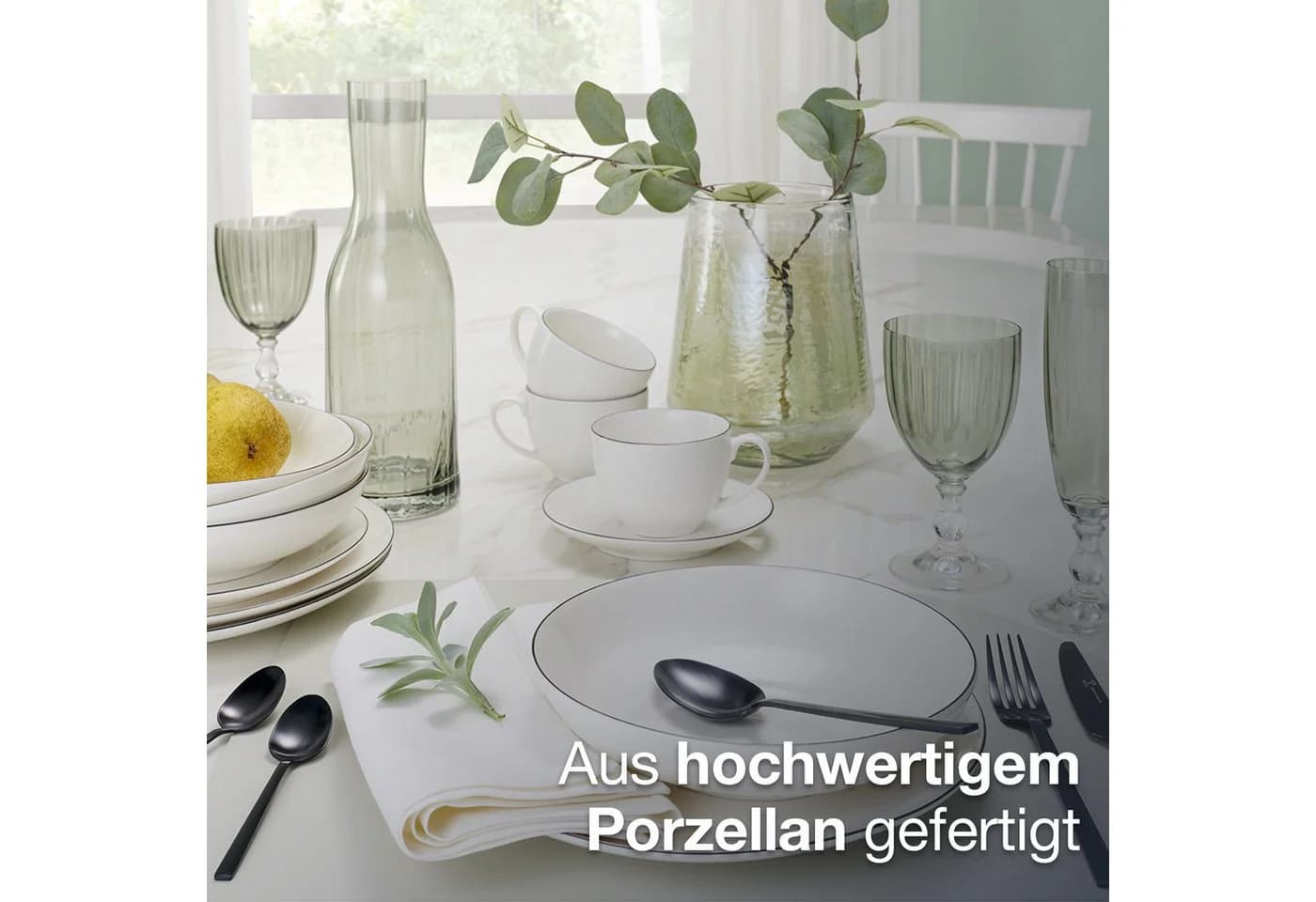 Peill+Putzler Germany Kaffeeservice Bologna 18-tlg. Weiß/Schwarz Keramik - Bild 5