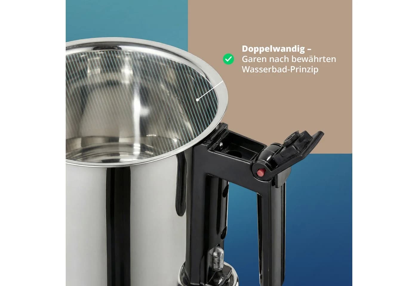 KHG Simmertopf 16 cm Edelstahl Doppelwandig Induktion - Bild 4