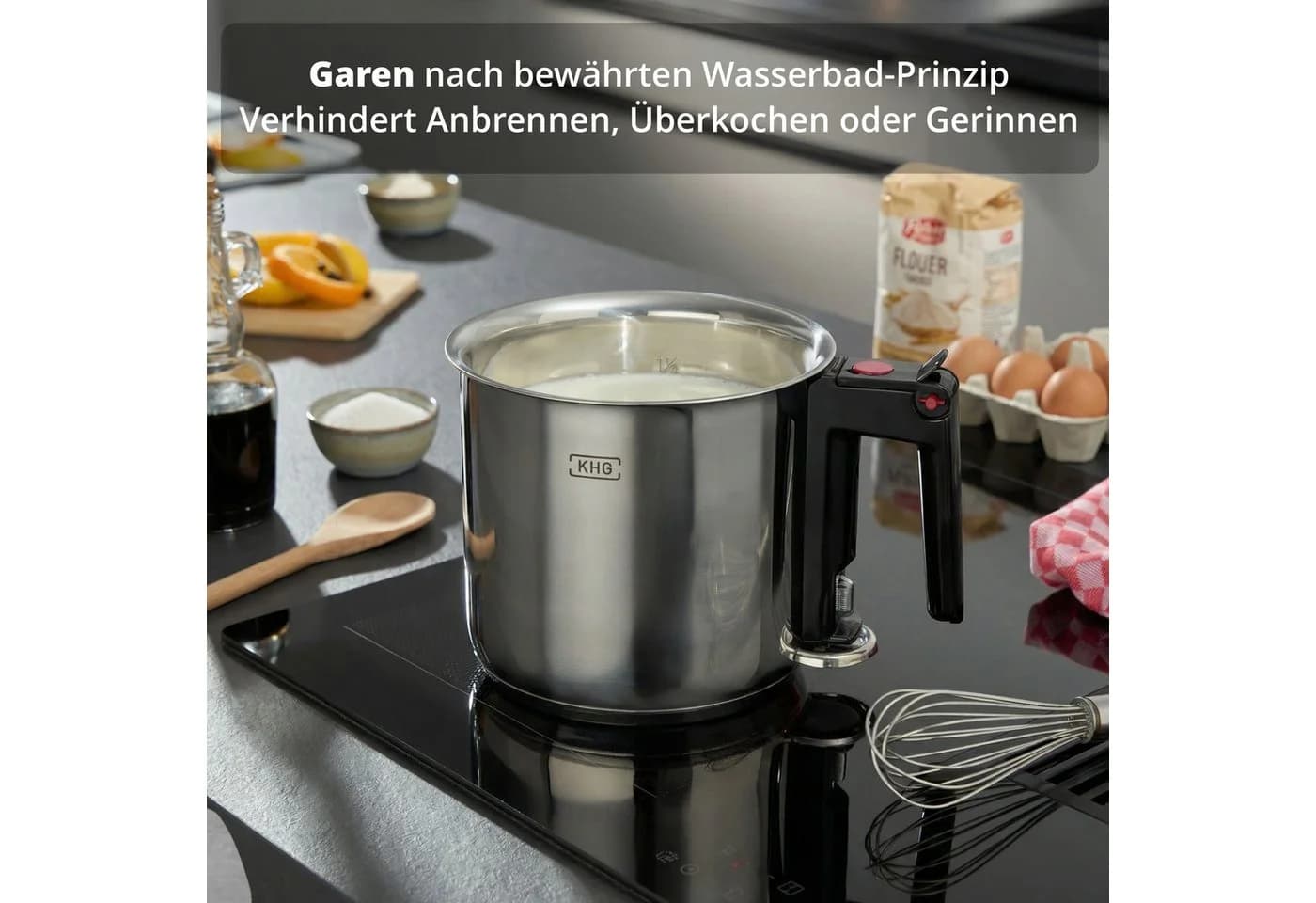 KHG Simmertopf 16 cm Edelstahl Doppelwandig Induktion - Bild 5