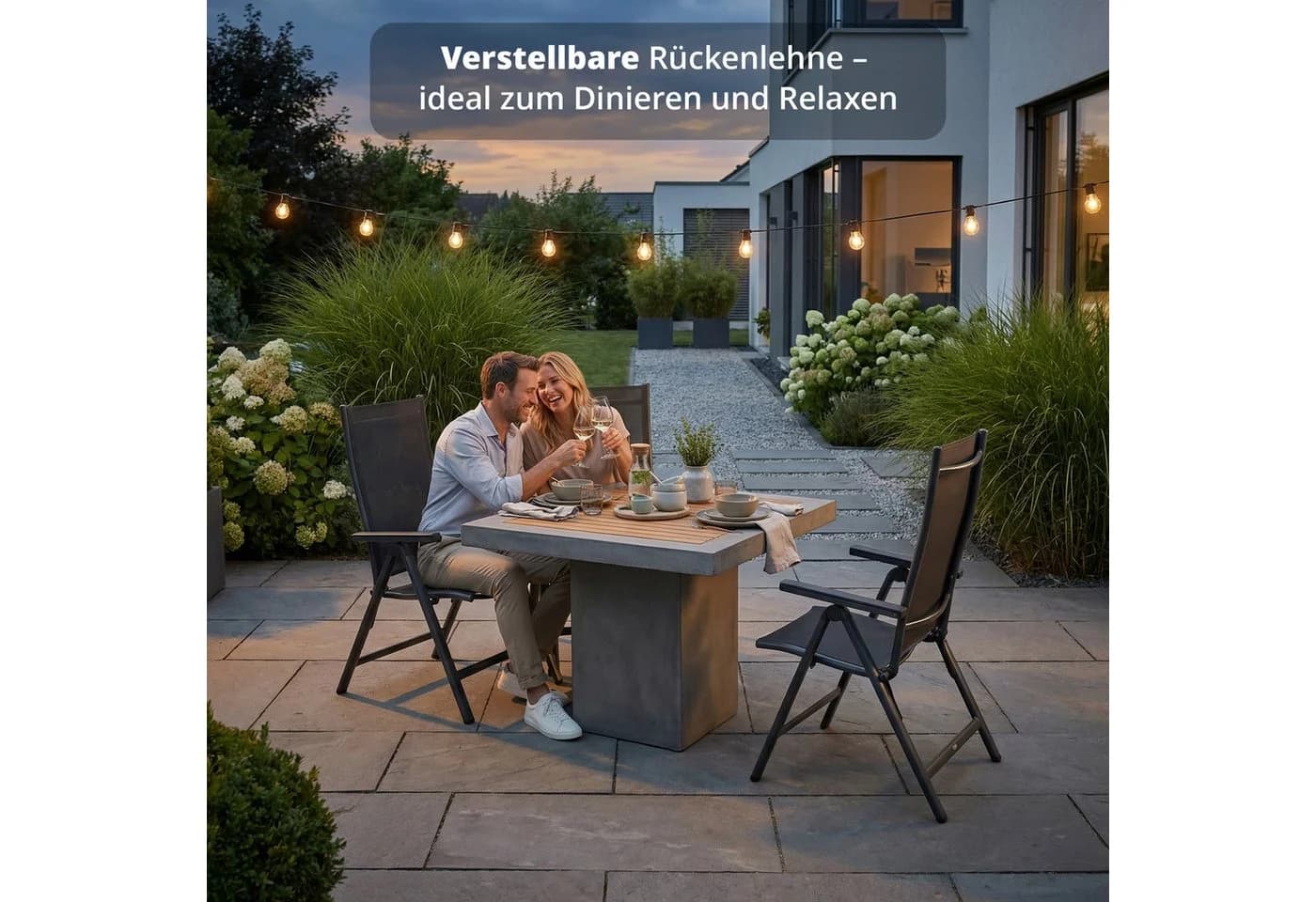 KHG Gartenstuhl Alu Klappstuhl 8-fach Verstellbare Rückenlehne - Bild 4