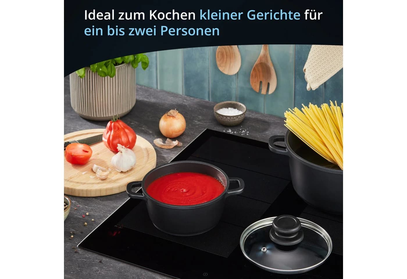 KHG Kochtopf 1,25L Schwarz Aluminium-Guss Antihaft Induktion