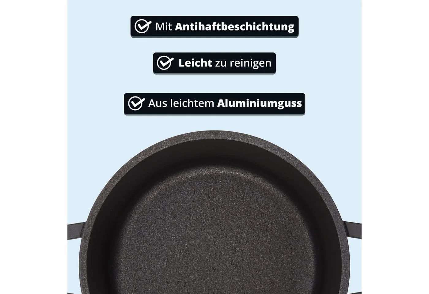 KHG Kochtopf 1,25L Schwarz Aluminium-Guss Antihaft Induktion - Bild 4