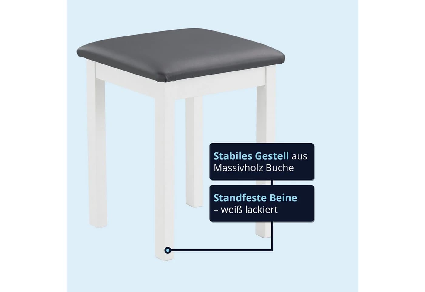 KHG Polsterhocker Weiß Massivholz Buche Landhausstil - Bild 4