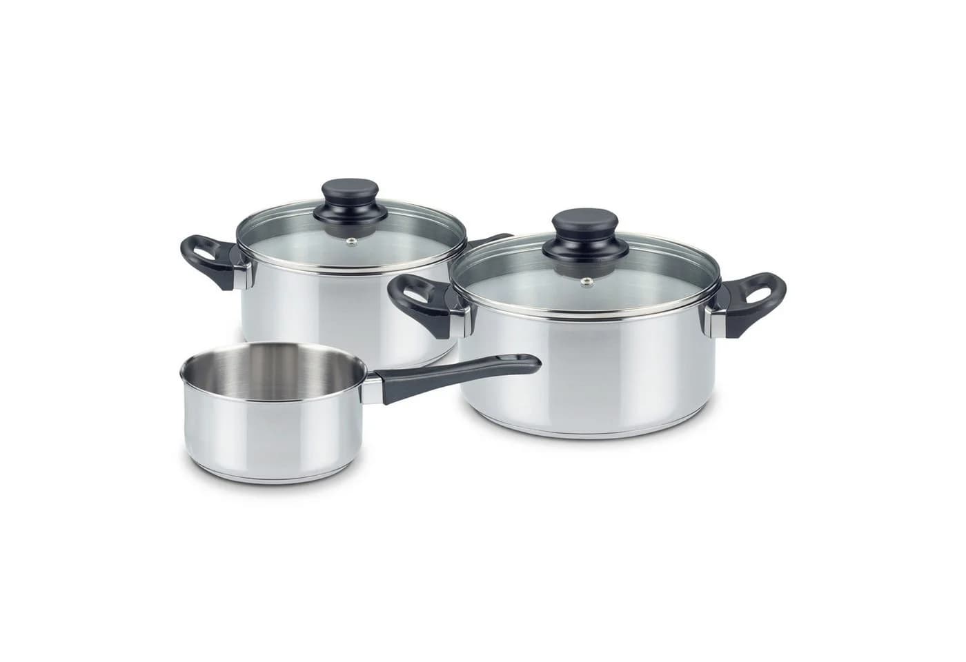 KHG Topf-Set 5-tlg. Edelstahl mit Glasdeckeln & Induktionsboden - Bild 2