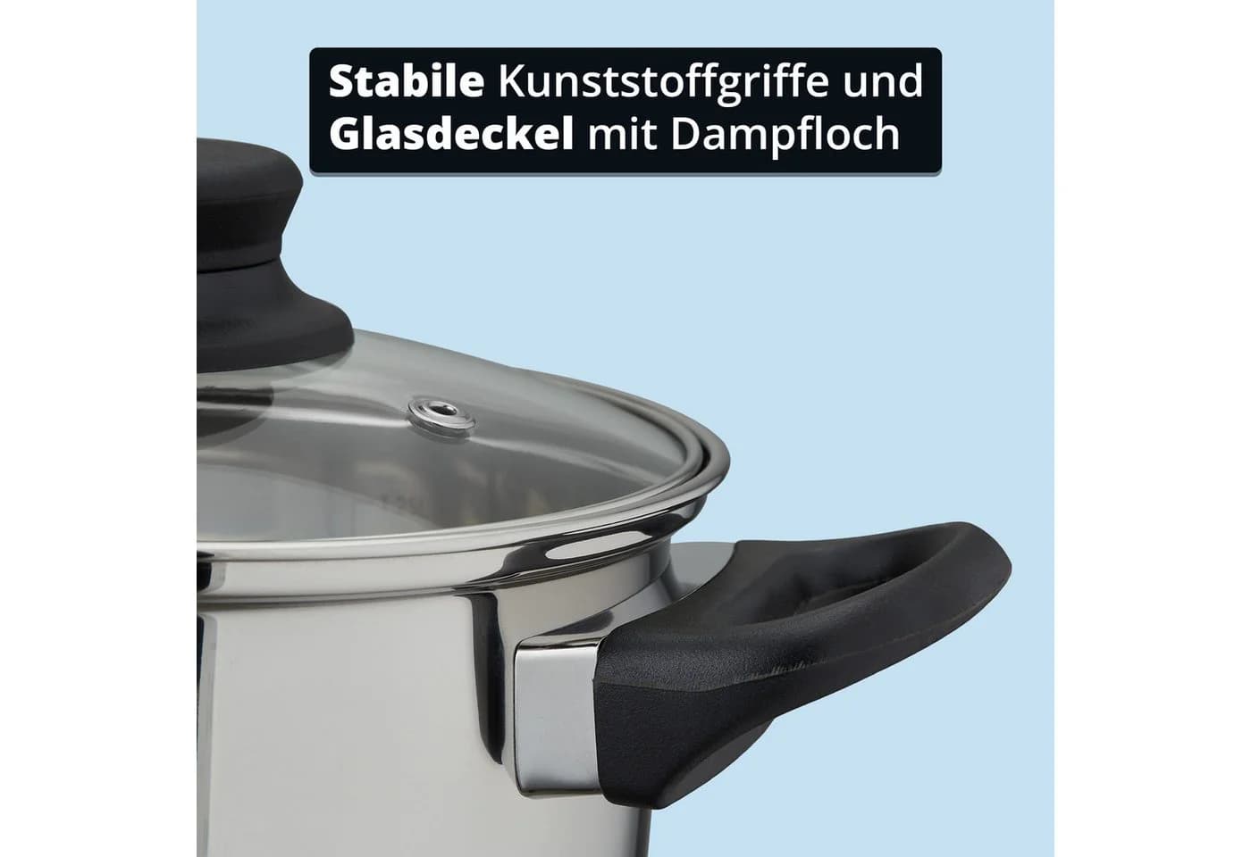 KHG Topf-Set 5-tlg. Edelstahl mit Glasdeckeln & Induktionsboden - Bild 5