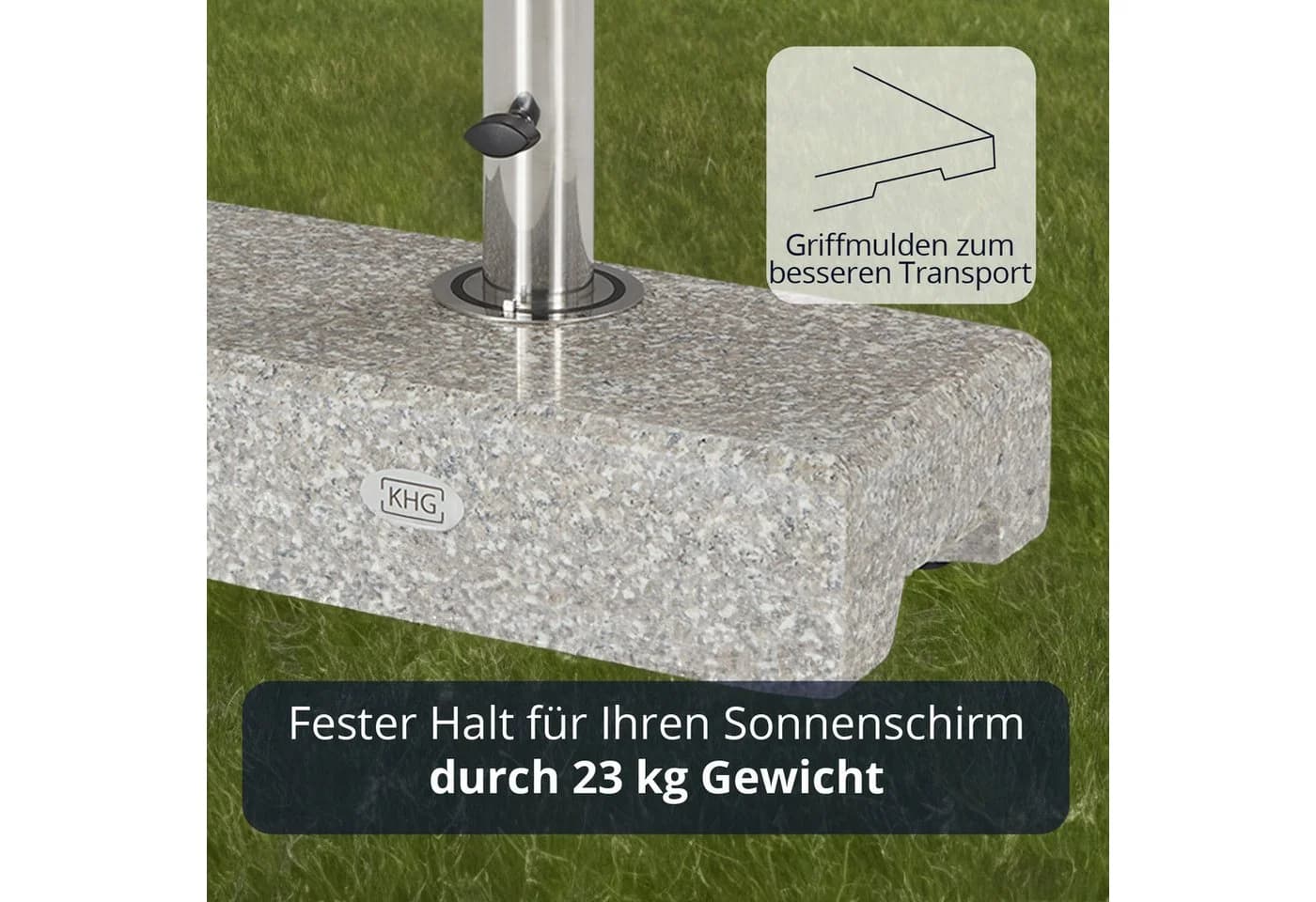 KHG Betonschirmständer Sonnenschirmständer aus Granit grau rechteckig - Bild 5
