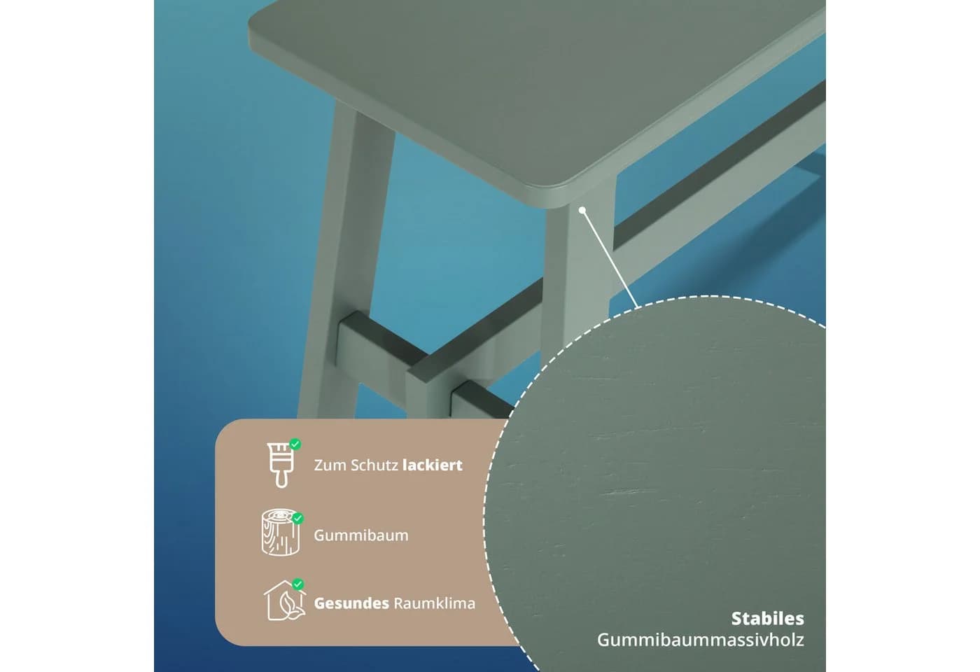 KHG Sitzbank Dekobank Grün - Skandi Look Massivholz - Bild 4