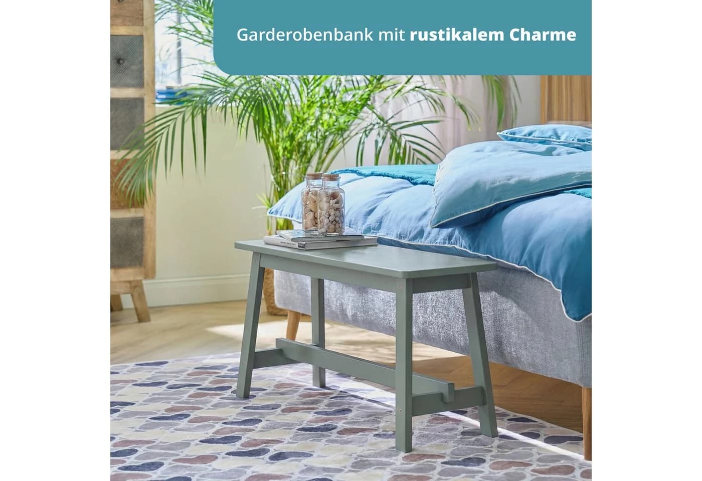 KHG Sitzbank Dekobank Grün - Skandi Look Massivholz - Bild 5