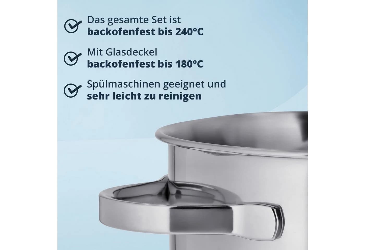 KHG Topf-Set 6-tlg. Edelstahl mit Glasdeckeln Induktion - Bild 5