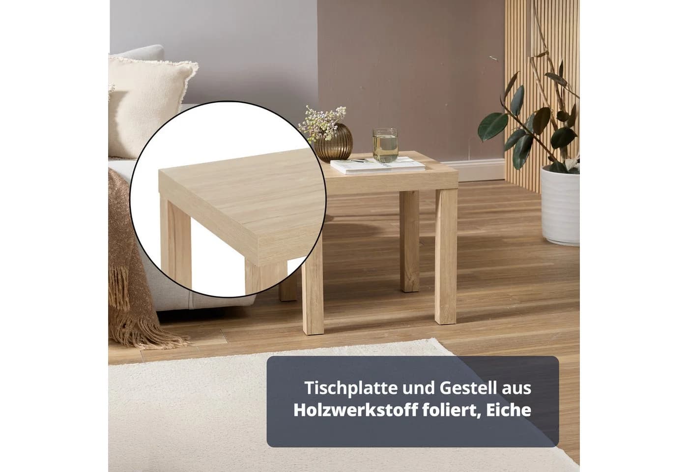 KHG Beistelltisch quadratisch Asteiche-Holzoptik pflegeleicht - Bild 5