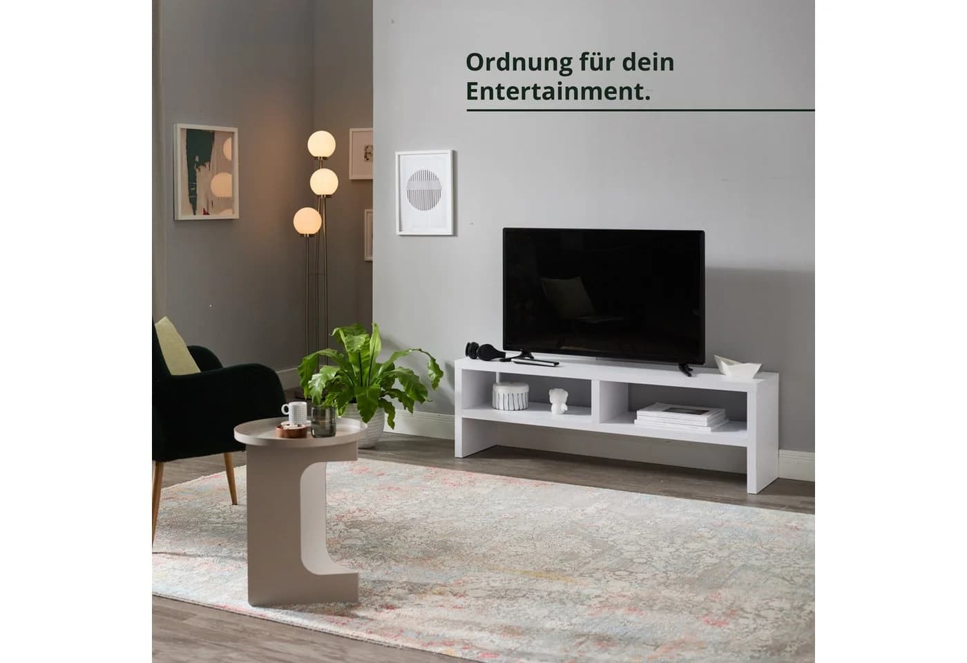 KHG TV-Board Weiß mit 2 offenen Fächern - Bild 3