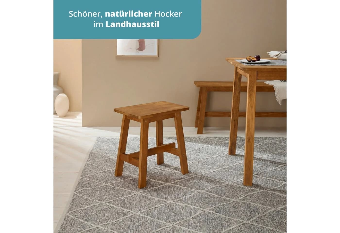 KHG Hocker Dekohocker Eiche Skandi Look Massivholz - Bild 3