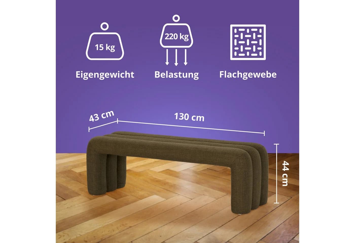 KHG Sitzbank Grün Minimalistisch mit Schaumstoffpolster