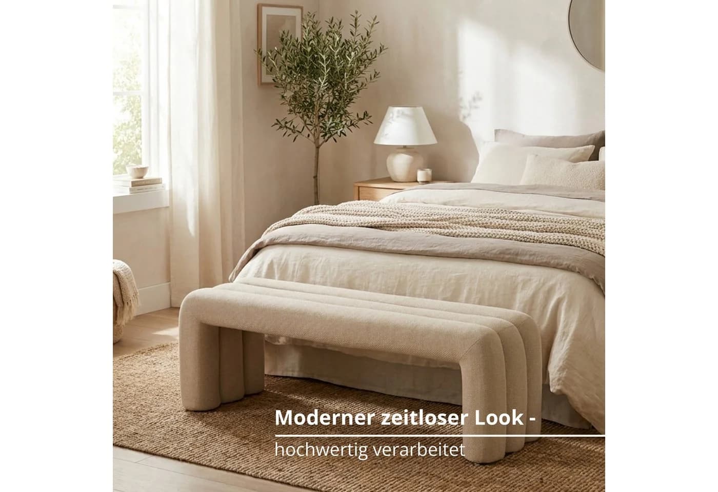 KHG Sitzbank minimalistisch Beige Flachgewebe - Bild 4
