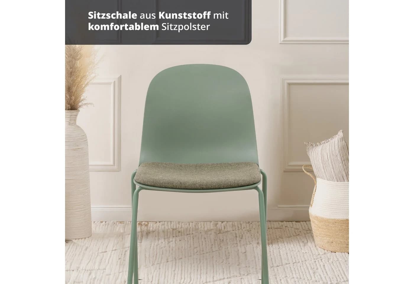 KHG Stapelstuhl Küchenstuhl Grün Minimalistisch Stapelbar - Bild 5