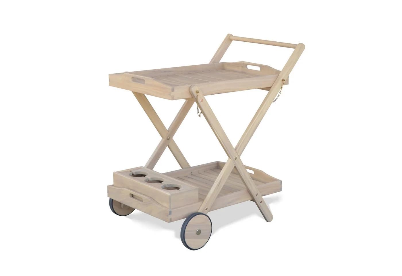 KHG Servierwagen Akazie-Massivholz Teak-Optik Braun Rollen - Bild 2