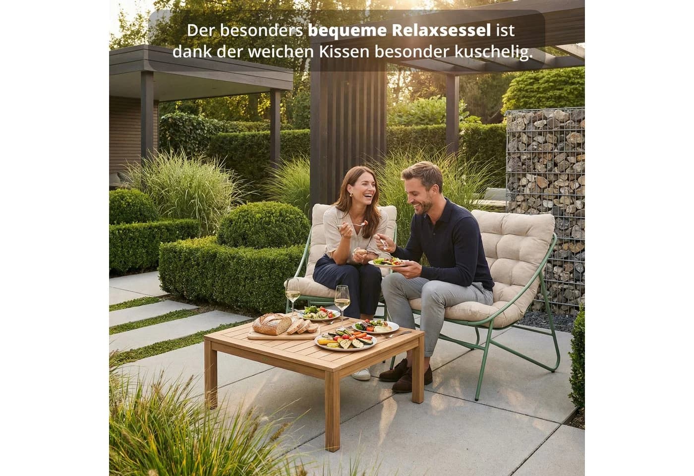 KHG Relaxsessel Hell-Grün mit Sitzkissen Beige - Bild 3