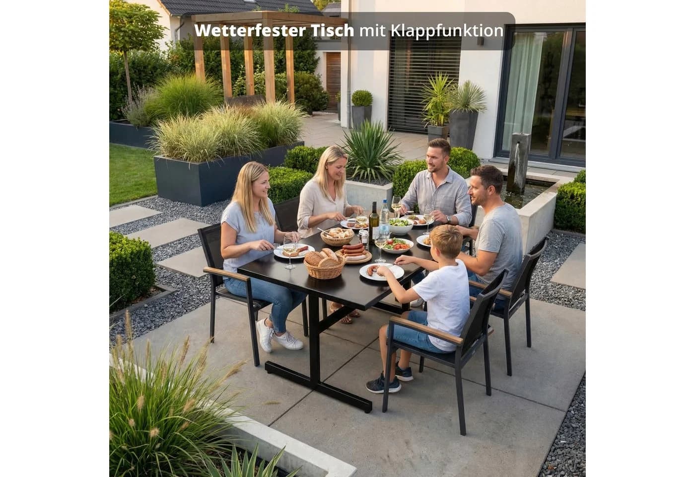 KHG Gartentisch klappbar Anthrazit Stahl wetterfest - Bild 3
