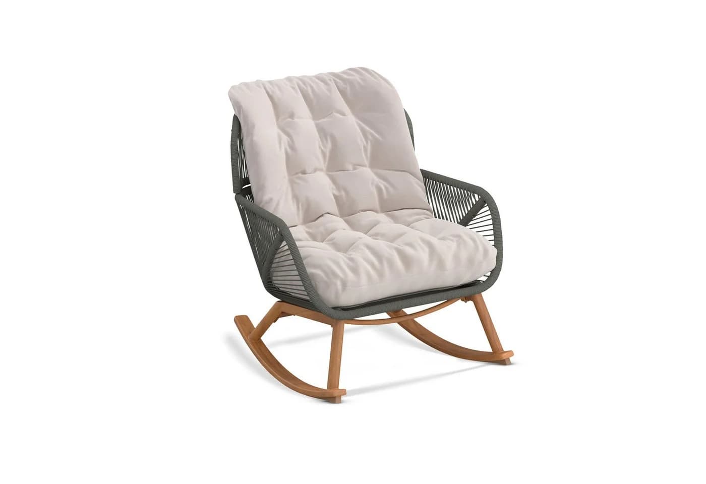 KHG Schaukel-Sessel Grün Aluminium mit Sitzkissen Beige - Bild 2