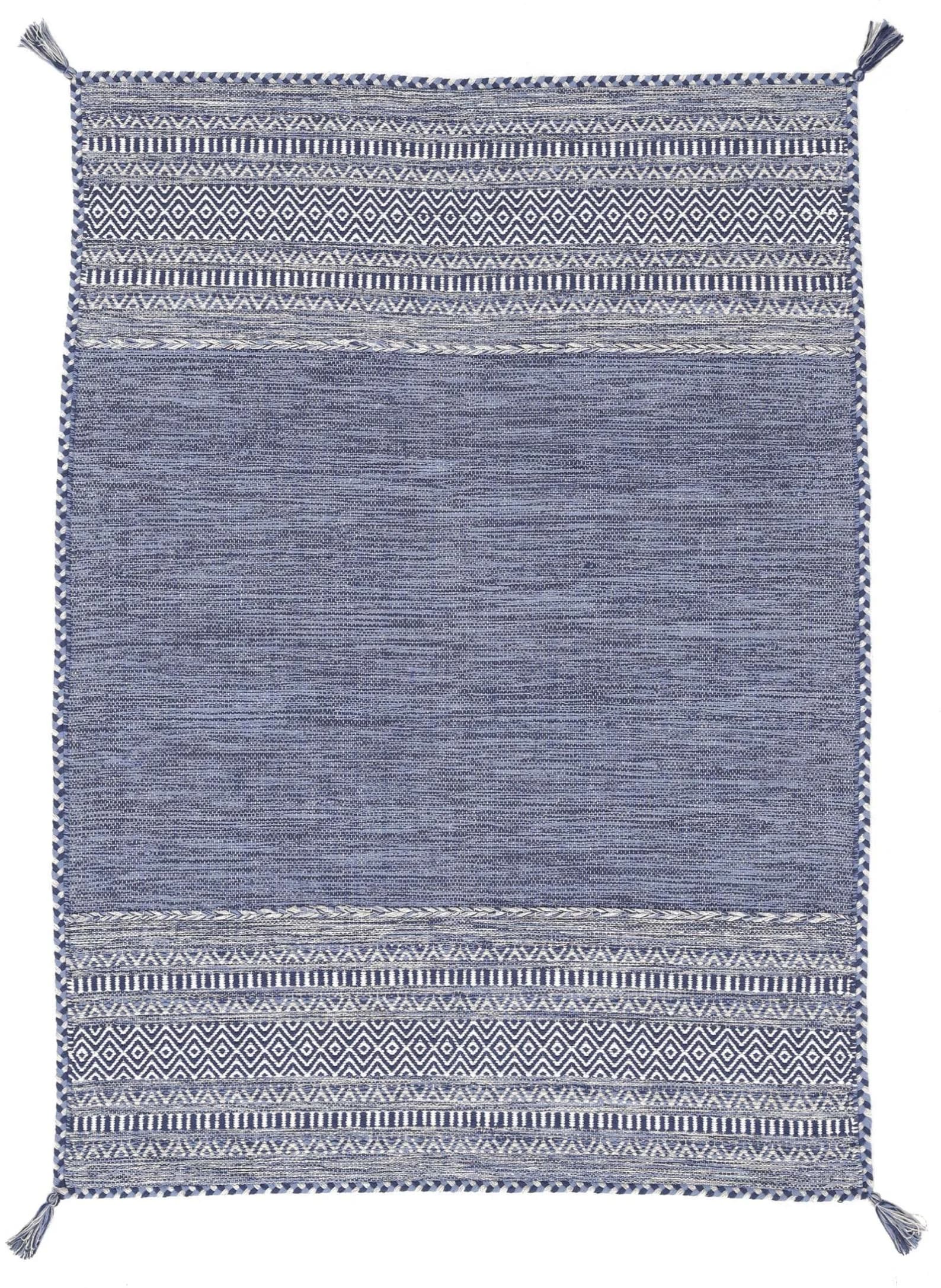 CarpetFine Kelim Azizi Teppich Blau Handgewebt