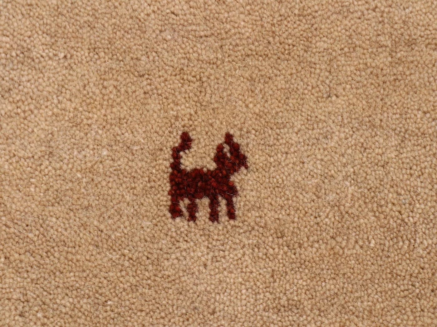 CARPETFINE Gabbeh Uni Wollteppich Beige Handgewebt Rund - Bild 3