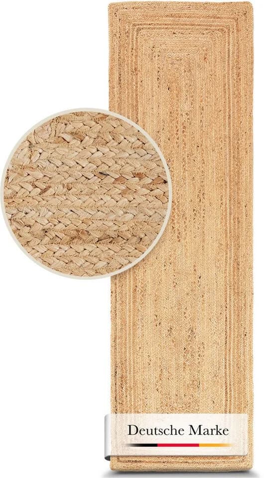 Carpetfine Nele Juteteppich Natur Beige 70x200cm - Bild 3