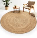 CARPETFINE Nele Juteteppich Rund Beige Naturfaser Wendeteppich Bild 1